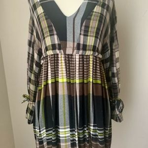 Free People Plaid babydoll dress